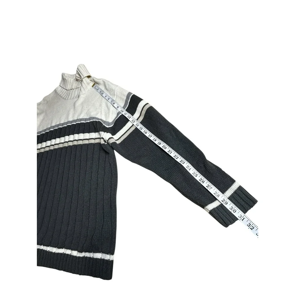 Vintage Y2k Southpole Sweater Mens Large‎ Stripe Mock Neck Ribbed Turtleneck
